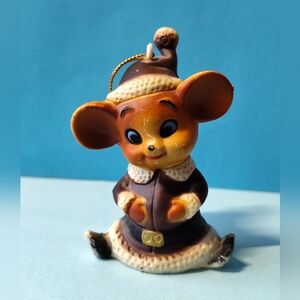 2/$20💙VINTAGE Mouse Christmas Tree Ornament Purple Santa Suit Plastic Mice